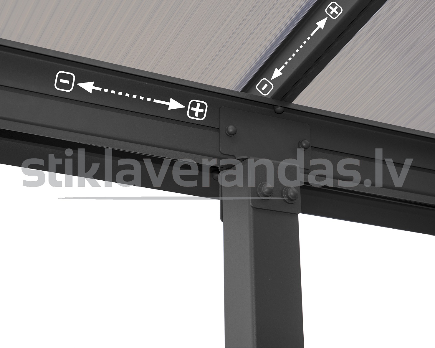 stikla verandas aluminija nojume polikarbonata jumts ieva