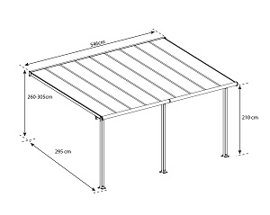 stikla verandas aluminija nojume polikarbonata jumts ieva jumts 30x54