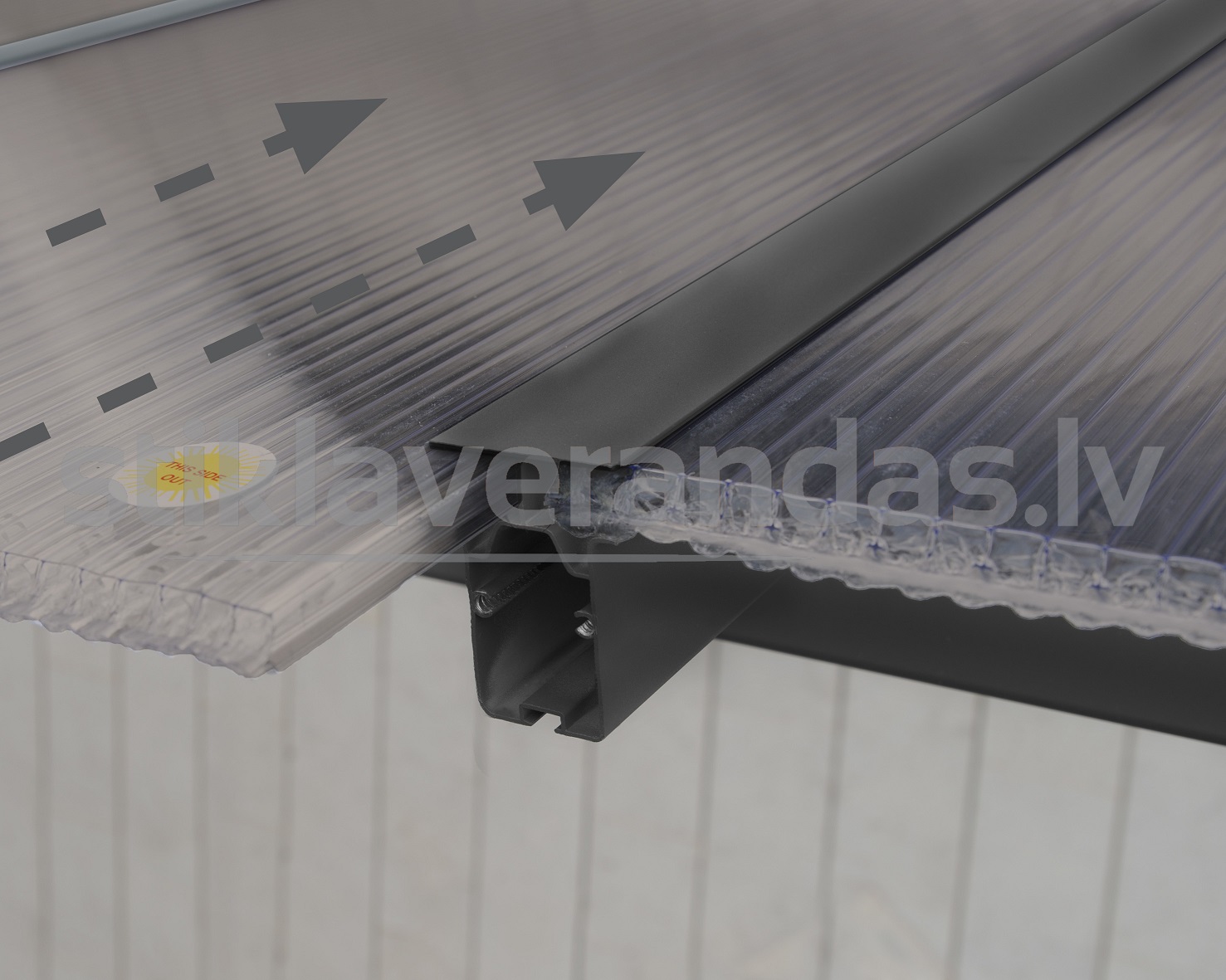 stikla verandas aluminija nojume polikarbonata jumts ieva