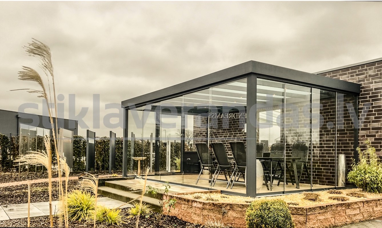 Stikla Verandas Terases Iestiklosana Horizontals jumts veranda Flatroof 01