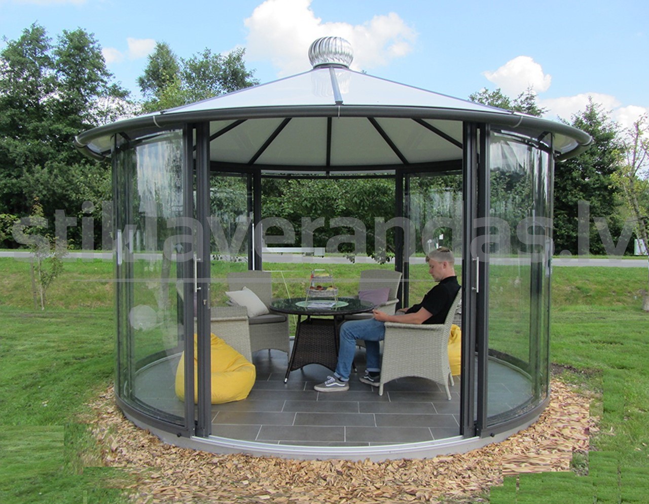 Paviljons Classico Apals Grozams Stikla Verandas