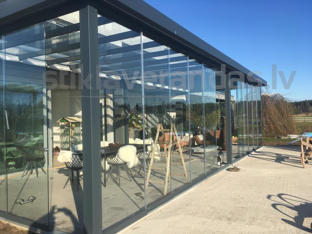 Stikla Verandas Terases Iestiklosana Horizontals jumts veranda Flatroof 05