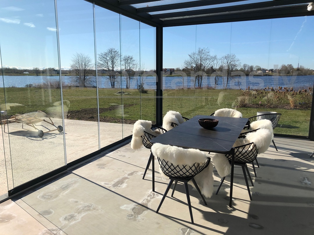 Stikla Verandas Terases Iestiklosana Horizontals jumts veranda Flatroof 02