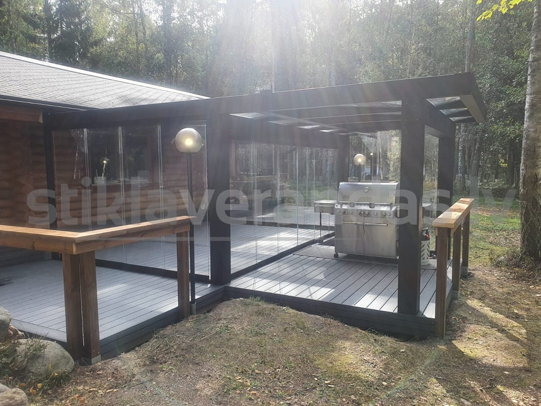 Stikla Verandas Terases Iestiklosana Horizontals jumts veranda Ultra