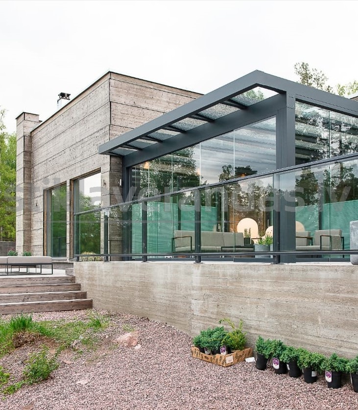 Stikla Verandas Terases Iestiklosana Horizontals jumts veranda Ultra
