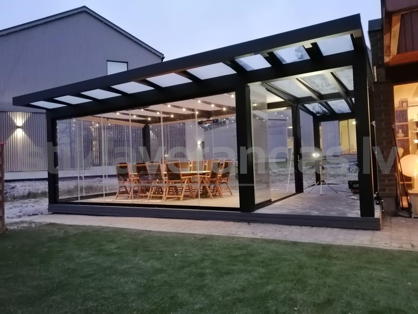 Stikla Verandas Terases Iestiklosana Horizontals jumts veranda Ultra
