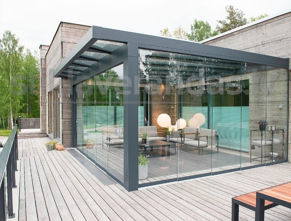 Stikla Verandas Terases Iestiklosana Horizontals jumts veranda Ultra